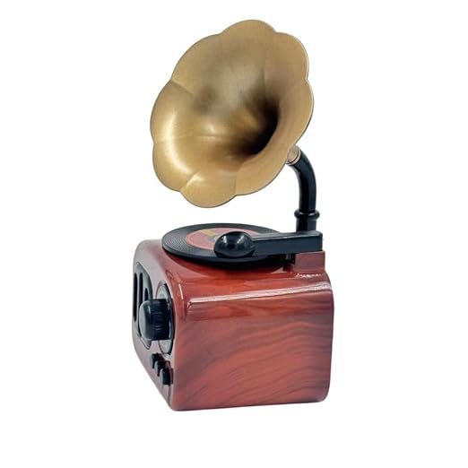 Tinion-, Phonograph Music Box, Vintage Retro Classical Gramophone Musical Box Special Edition for Home Decor, Office Desk, Gifting & Study Table with Sound - No Batteries