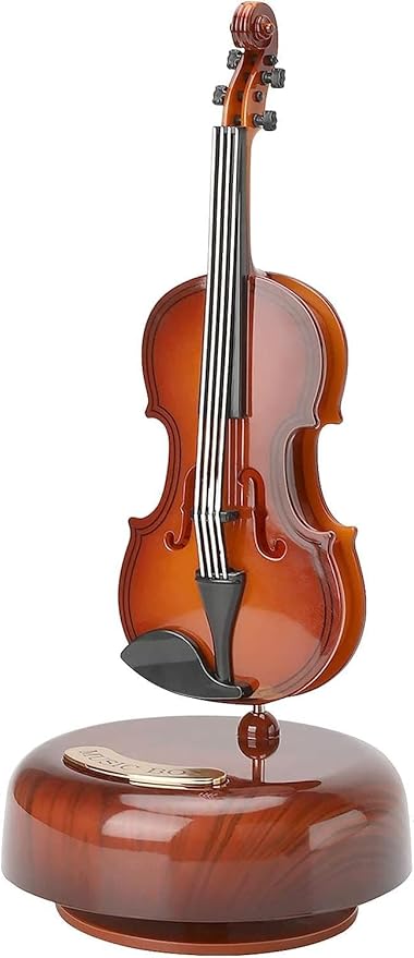WICHARSH Guitar Music Box 360° Rotating Musical Bass Instrument Miniature Decorative Artware Home Decoration